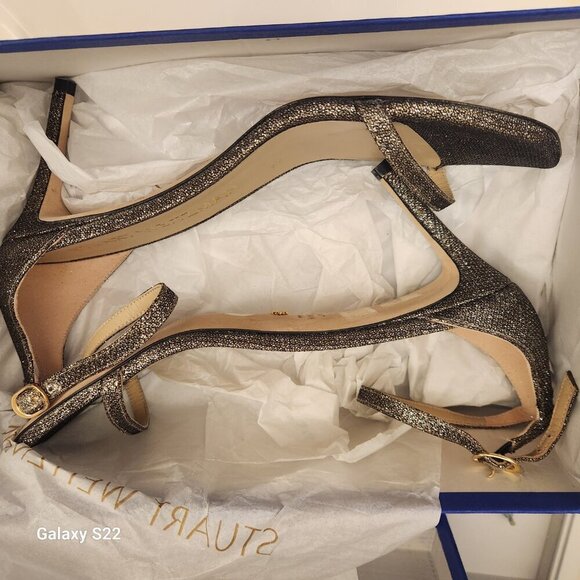 Stuart Weitzman Nudistcurve 75 Pyrite Glittery Sandals made in Spain 10B NIB - Picture 10 of 13
